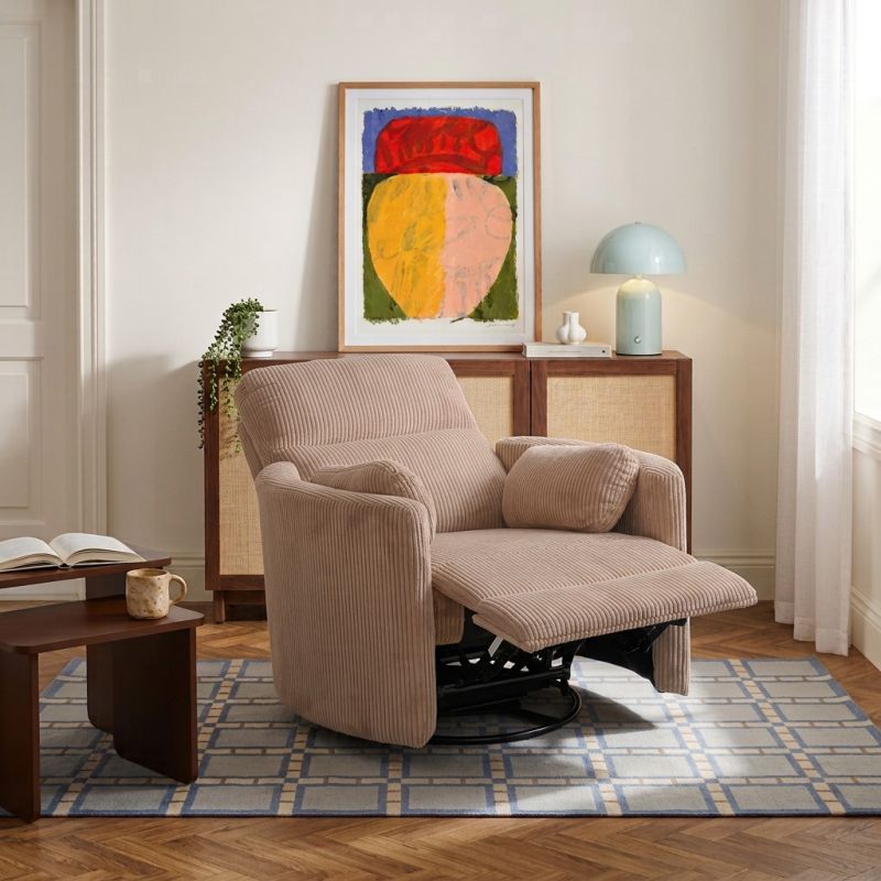 Fauteuil relax électrique pivotant ALCOR 1 place velours côtelé taupe