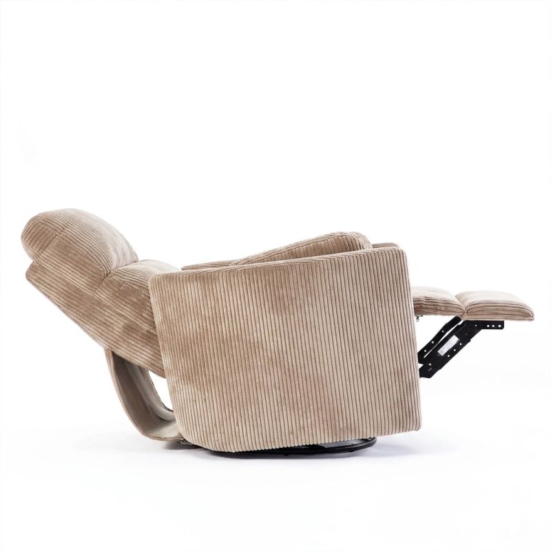 Fauteuil relax électrique pivotant ALCOR 1 place velours côtelé taupe