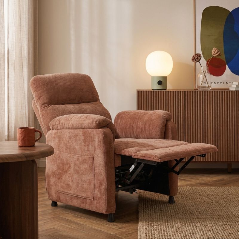 Fauteuil relax électrique PROCYON 1 place tissu terracotta