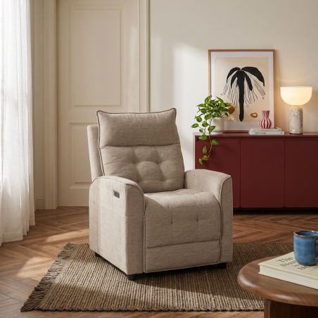 Fauteuil relax massant électrique EUPHOR 1 place tissu taupe