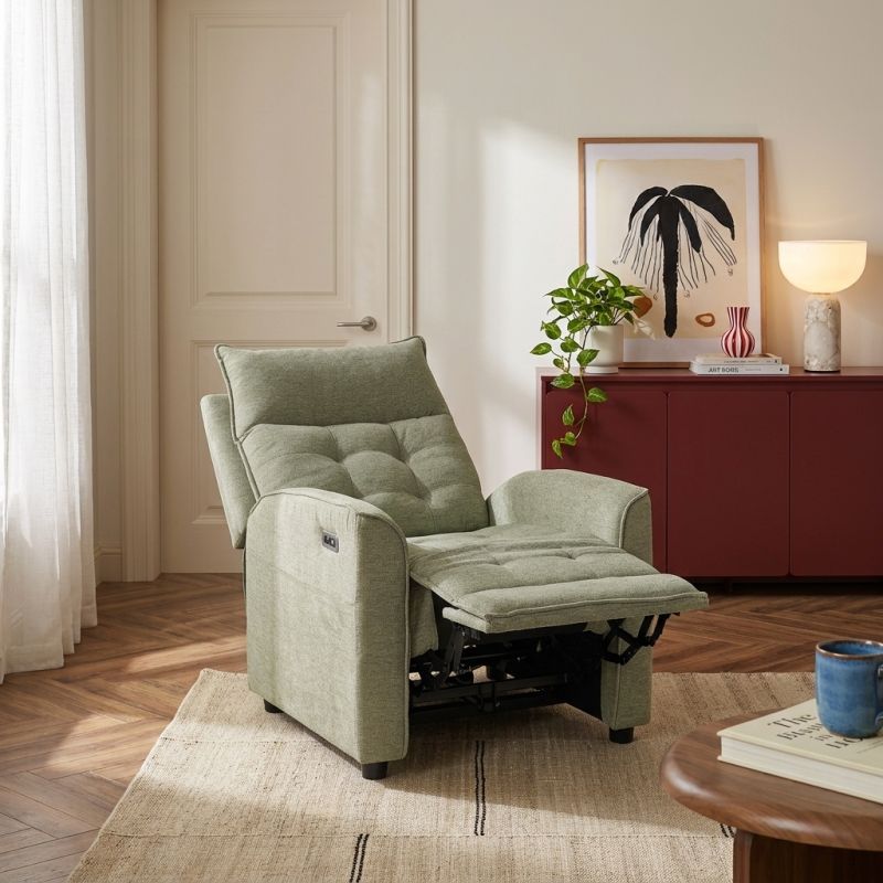 Fauteuil relax massant électrique EUPHOR 1 place tissu vert