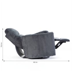 Fauteuil relax électrique pivotant ALCOR 1 place velours côtelé gris