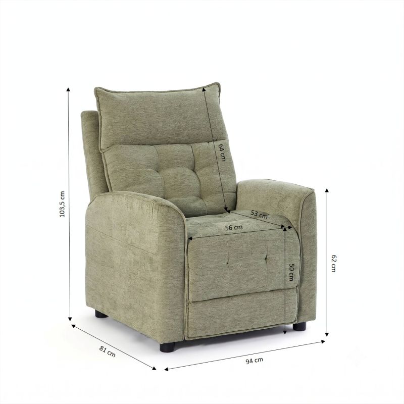 Fauteuil relax massant électrique EUPHOR 1 place tissu vert