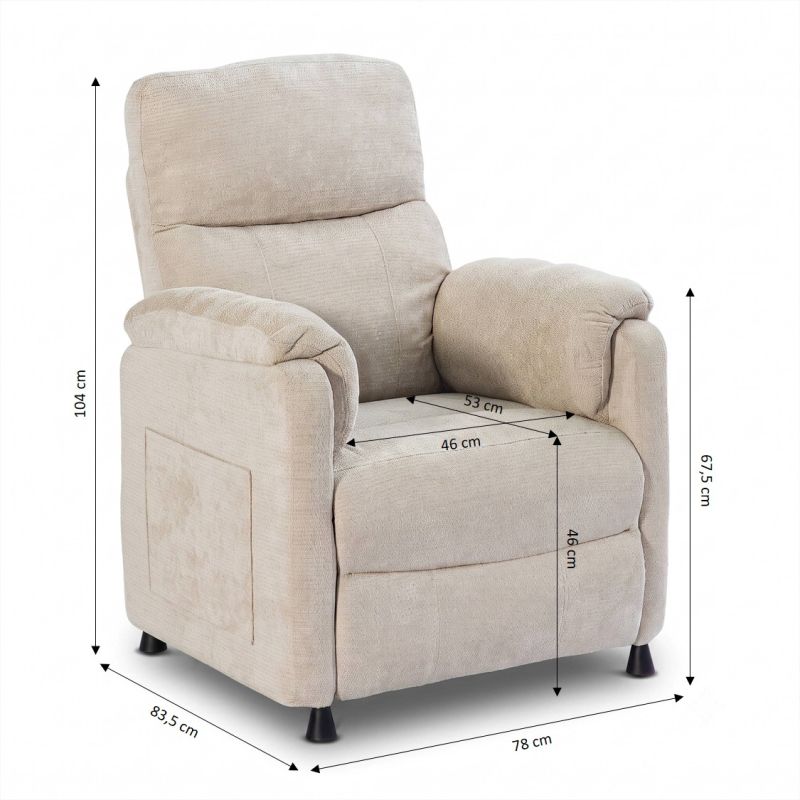 Fauteuil relax électrique PROCYON 1 place tissu beige