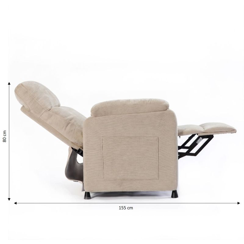 Fauteuil relax électrique PROCYON 1 place tissu beige