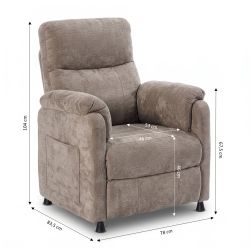 Fauteuil relax électrique PROCYON 1 place tissu marron