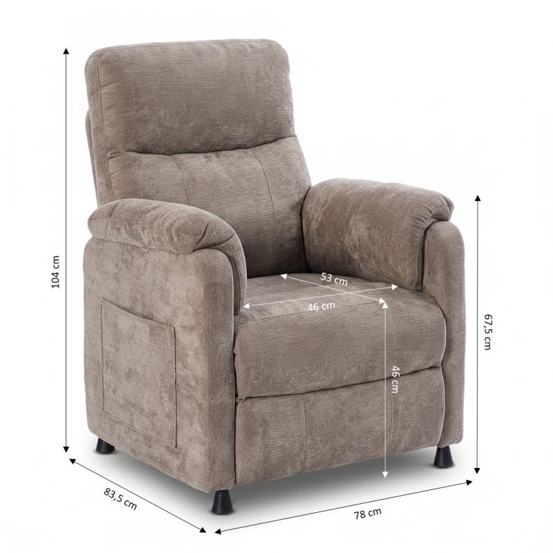 Fauteuil relax électrique PROCYON 1 place tissu marron
