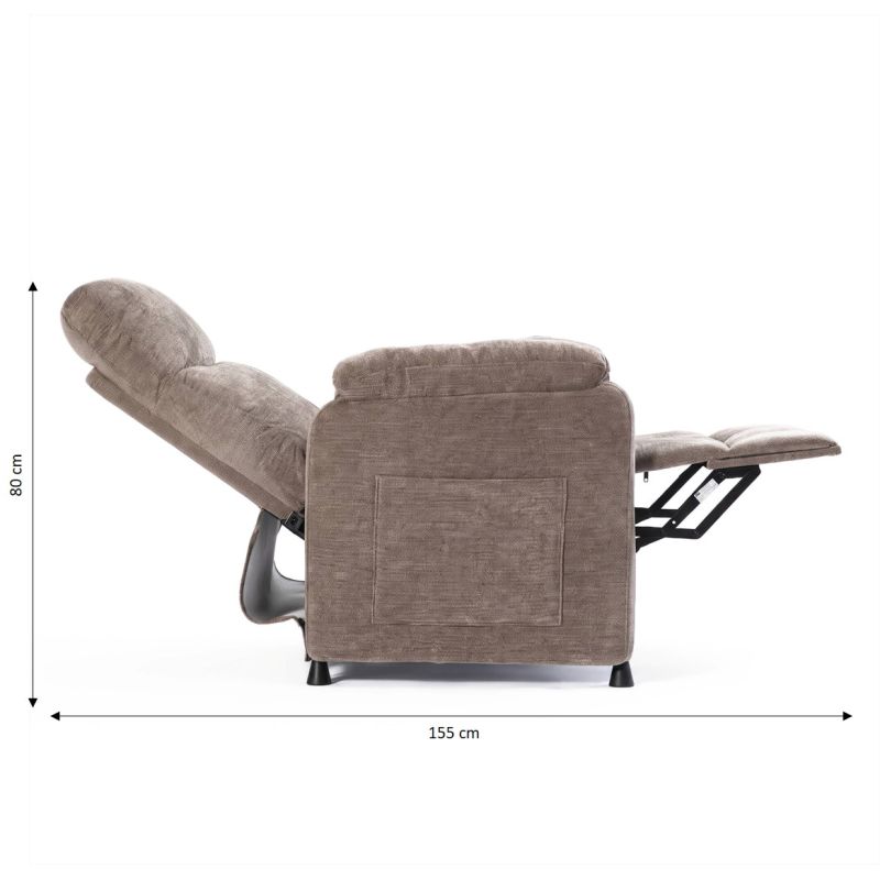 Fauteuil relax électrique PROCYON 1 place tissu marron