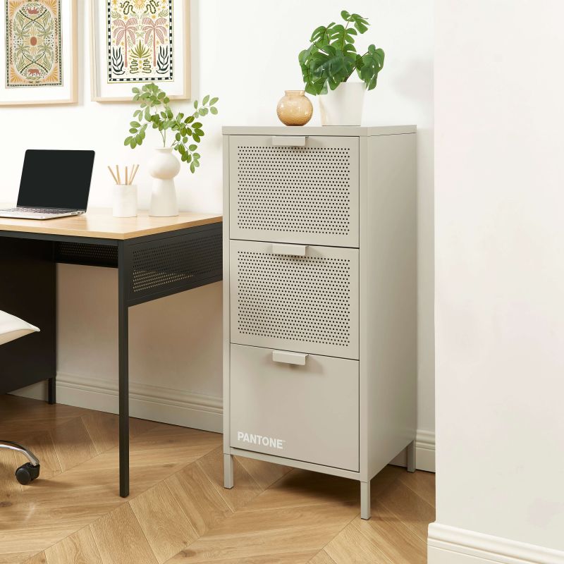 Caisson de bureau PANTONE métal beige sable 3 tiroirs h105cm