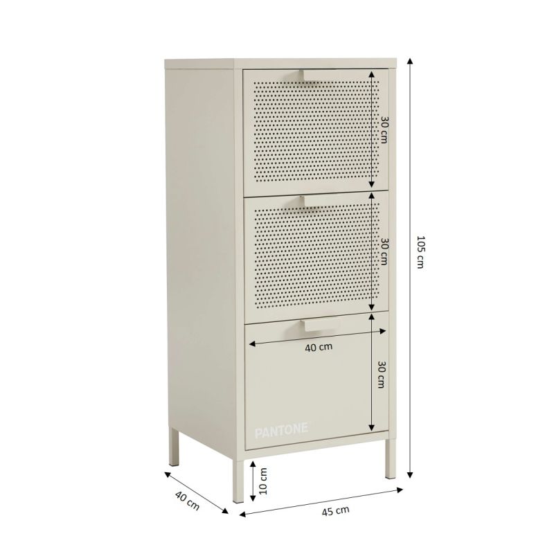 Caisson de bureau PANTONE métal beige sable 3 tiroirs h105cm