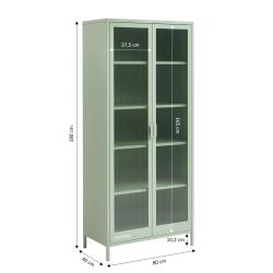 Vaisselier PANTONE en verre cannelé et métal vert amande h180cm