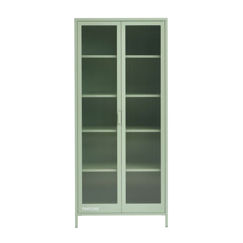 Vaisselier PANTONE en verre cannelé et métal vert amande h180cm