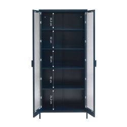 Vaisselier PANTONE en verre cannelé et métal bleu nuit h180cm