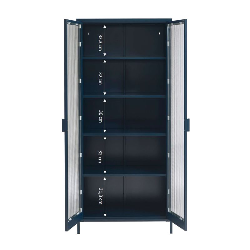Vaisselier PANTONE en verre cannelé et métal bleu nuit h180cm