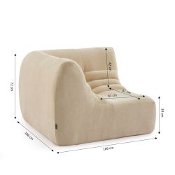 Canapé modulable JANIS 5 places velours beige