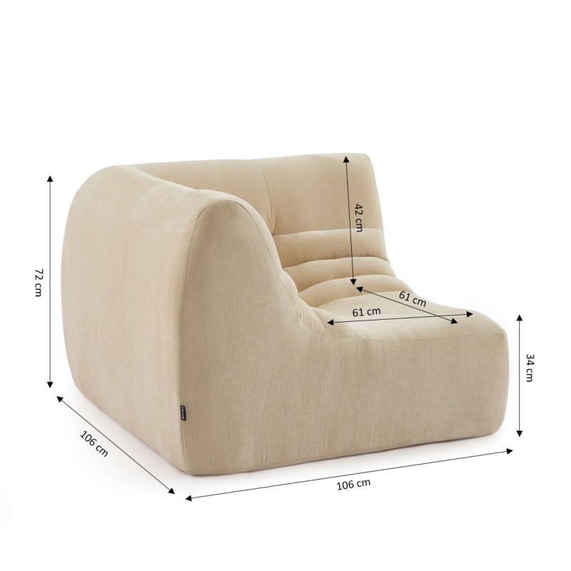 Canapé modulable JANIS 5 places velours beige