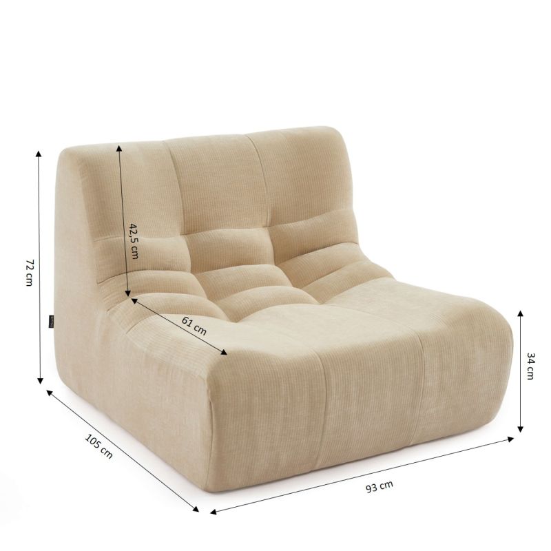 Canapé modulable JANIS 5 places velours beige