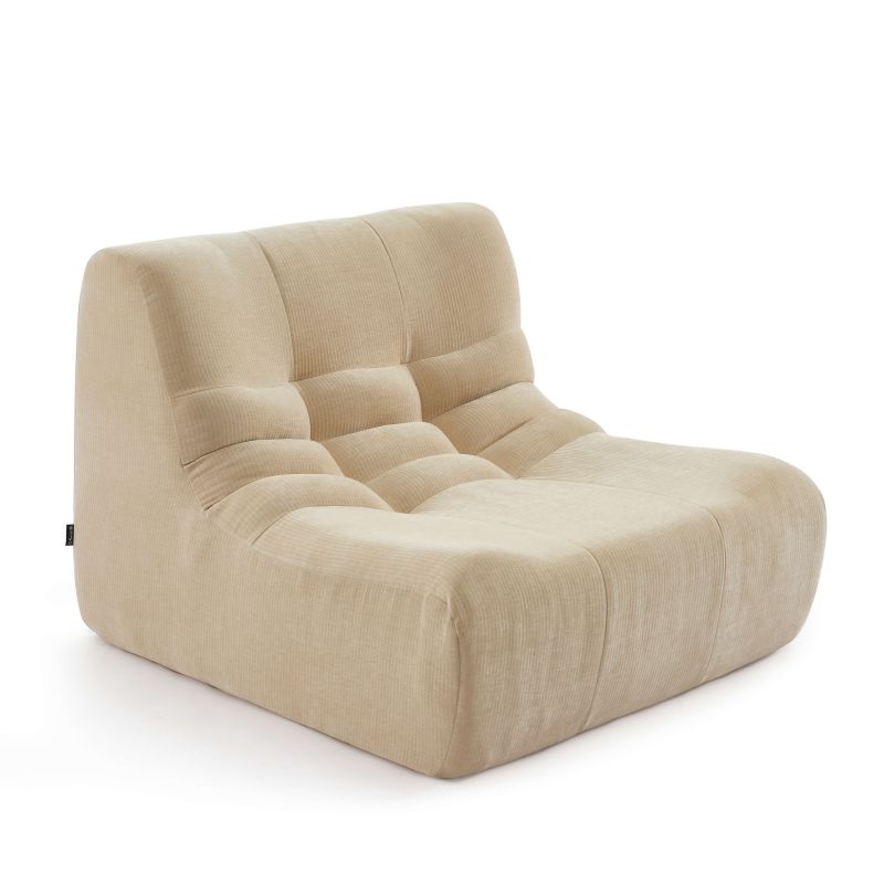 Canapé modulable JANIS 5 places velours beige