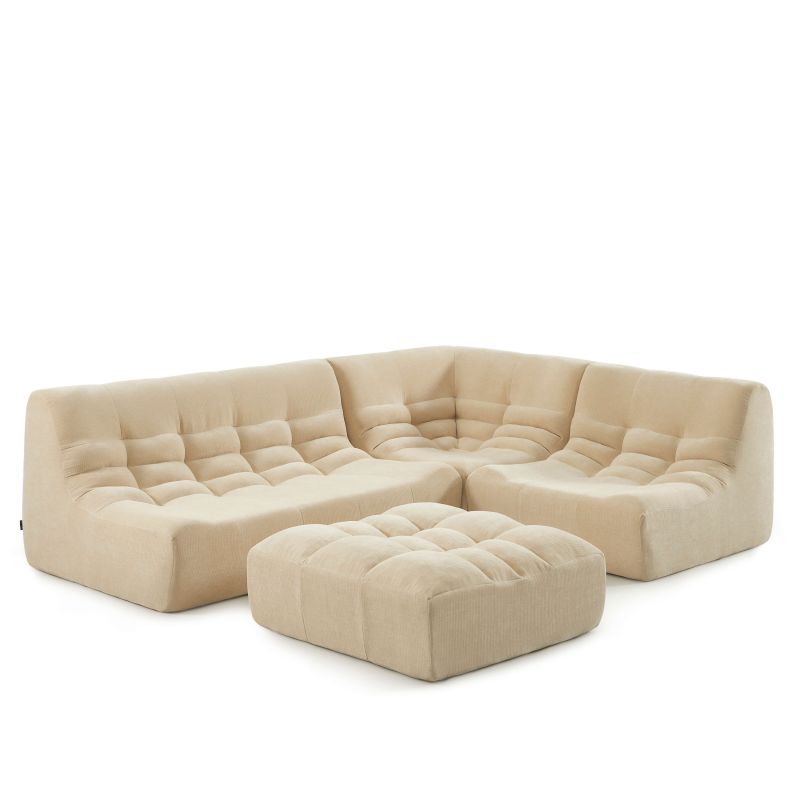 Canapé modulable JANIS 5 places velours beige