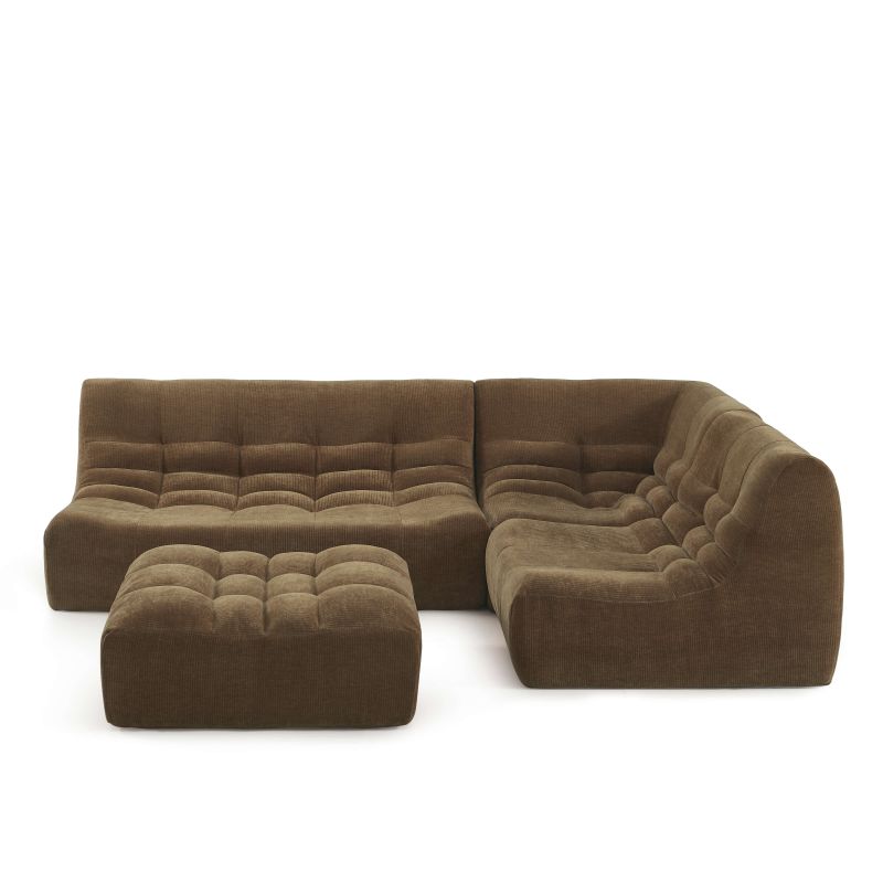 Canapé modulable JANIS 5 places velours marron