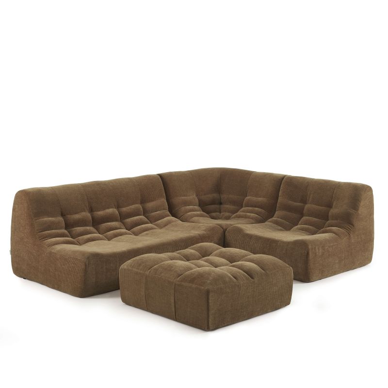 Canapé modulable JANIS 5 places velours marron
