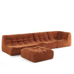 Canapé modulable JANIS 5 places velours terracotta