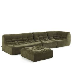 Canapé modulable JANIS 5 places velours vert