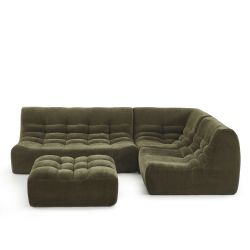 Canapé modulable JANIS 5 places velours vert