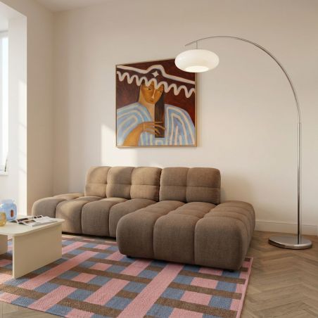 Canapé d'angle droit convertible ALMERA 4 places tissu taupe