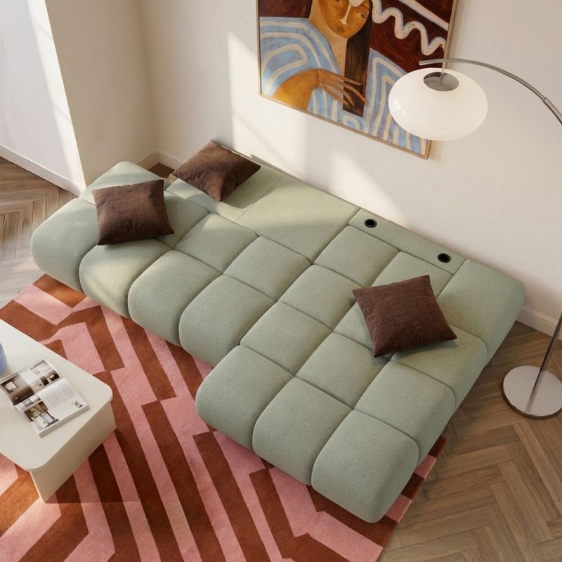 Canapé d'angle droit convertible ALMERA 4 places tissu vert