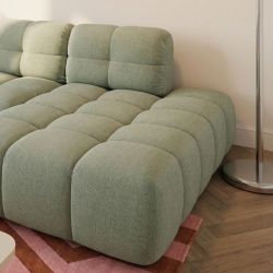 Canapé d'angle droit convertible ALMERA 4 places tissu vert