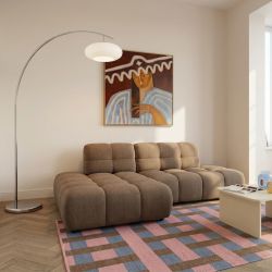 Canapé d'angle gauche convertible ALMERA 4 places tissu taupe