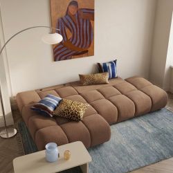 Canapé d'angle gauche convertible ALMERA 4 places tissu terracotta