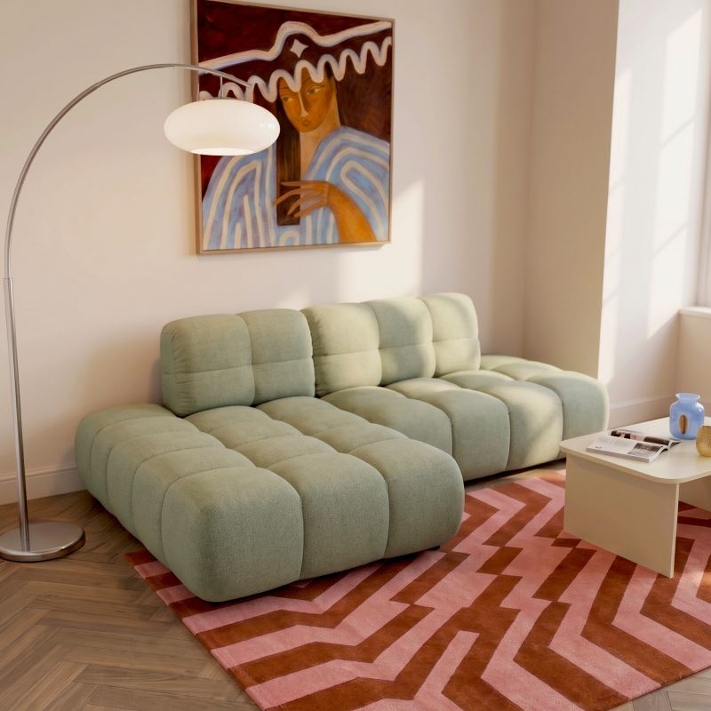 Canapé d'angle gauche convertible ALMERA 4 places tissu vert