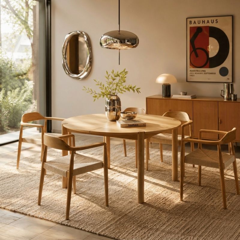 Lot de 4 chaises MARTIE chêne massif et corde