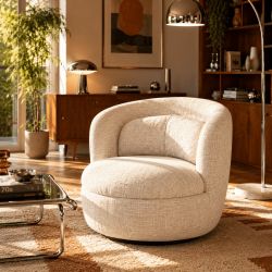 Lot de 2 fauteuils pivotants ANDER tissu beige