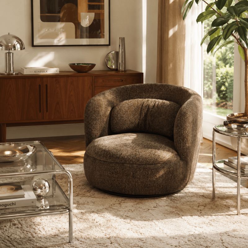 Lot de 2 fauteuils pivotants ANDER tissu marron