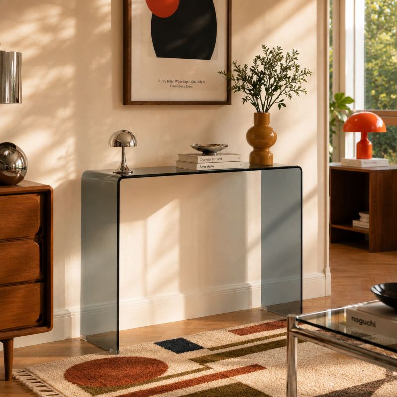 Console GINZA verre trempé noir 110cm