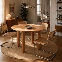 Table de séjour PENELOPE ronde placage chêne 115 cm