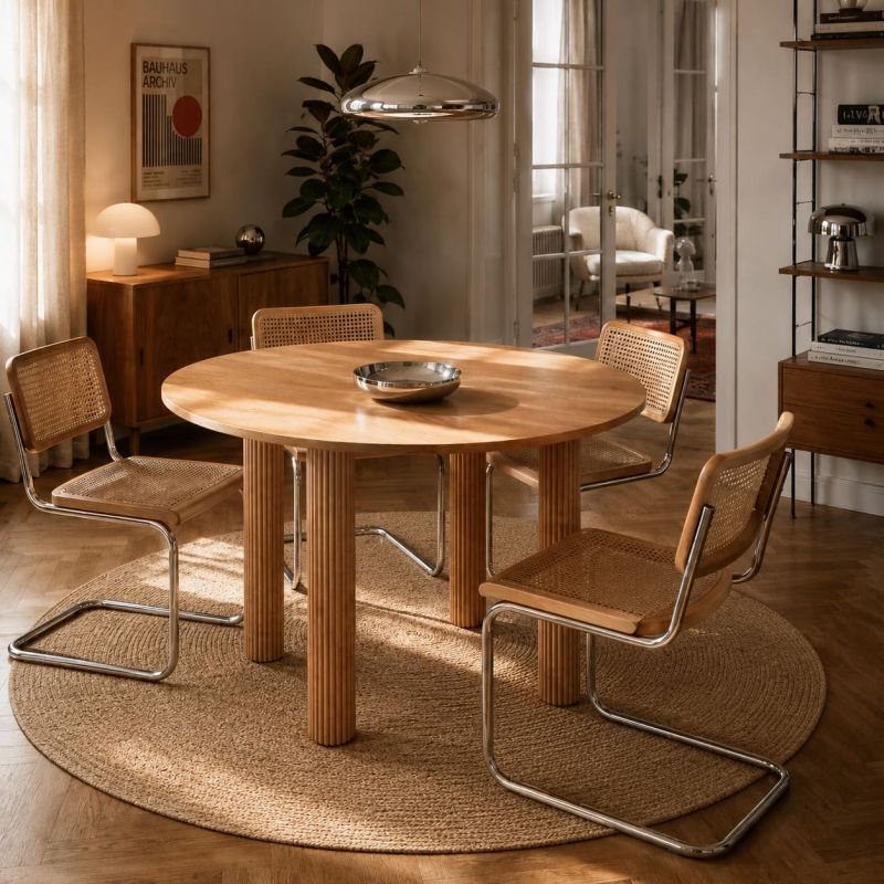 Table de séjour PENELOPE ronde placage chêne 115 cm