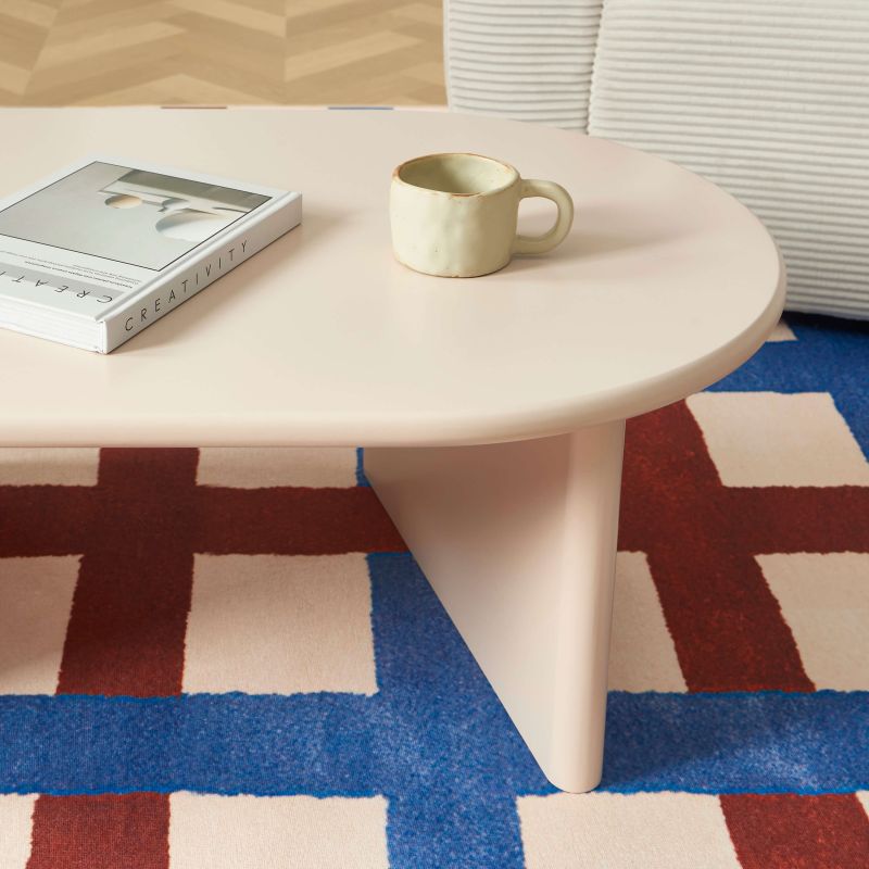 Table basse ovale KARIA effet laqué beige