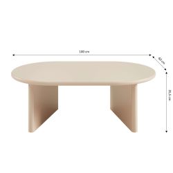 Table basse ovale KARIA effet laqué beige