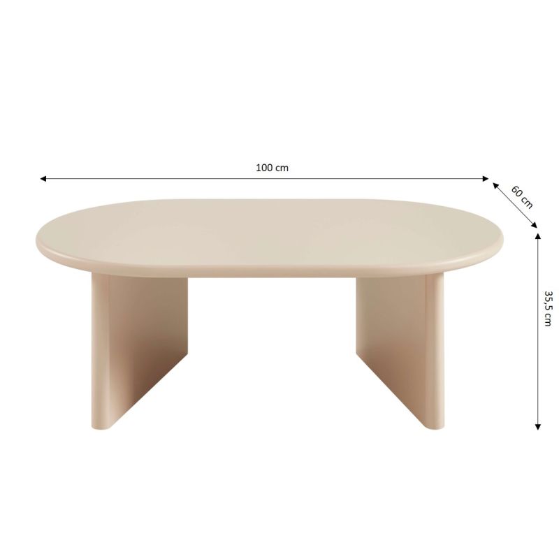 Table basse ovale KARIA effet laqué beige