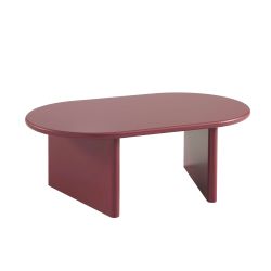 Table basse ovale KARIA effet laqué bordeaux