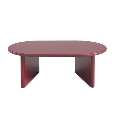 Table basse ovale KARIA effet laqué bordeaux