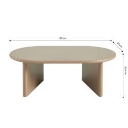 Table basse ovale KARIA effet laqué caramel