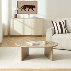 Table basse ovale KARIA effet laqué caramel