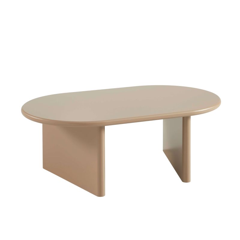 Table basse ovale KARIA effet laqué caramel