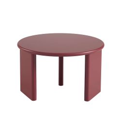 Table basse ronde KARIA effet laqué bordeaux