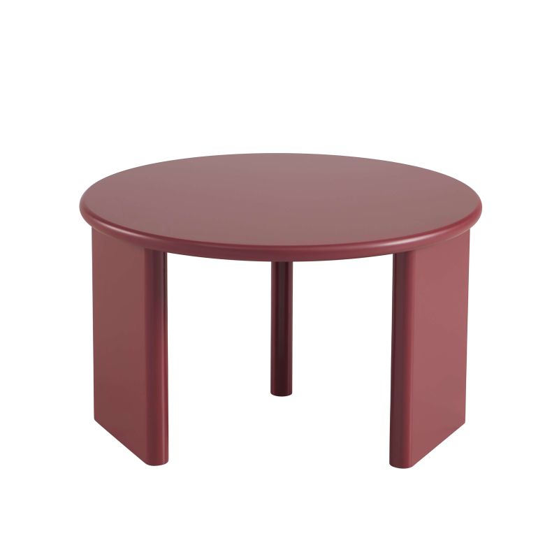 Table basse ronde KARIA effet laqué bordeaux